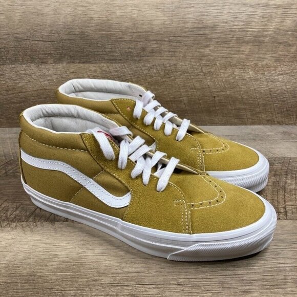 VANS Vault Og Sk8-Mid Lx Suede/Canvas Tobacco/White Mens 8 Womens 9.5 NEW